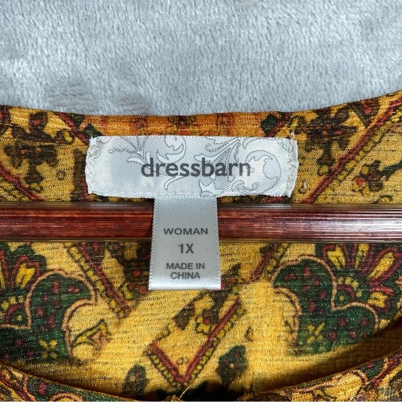 Dressbarn Boho Peasant Puff Sleeve Blouse Keyhole Aztec Southwestern Print Lace - Picture 11 of 13